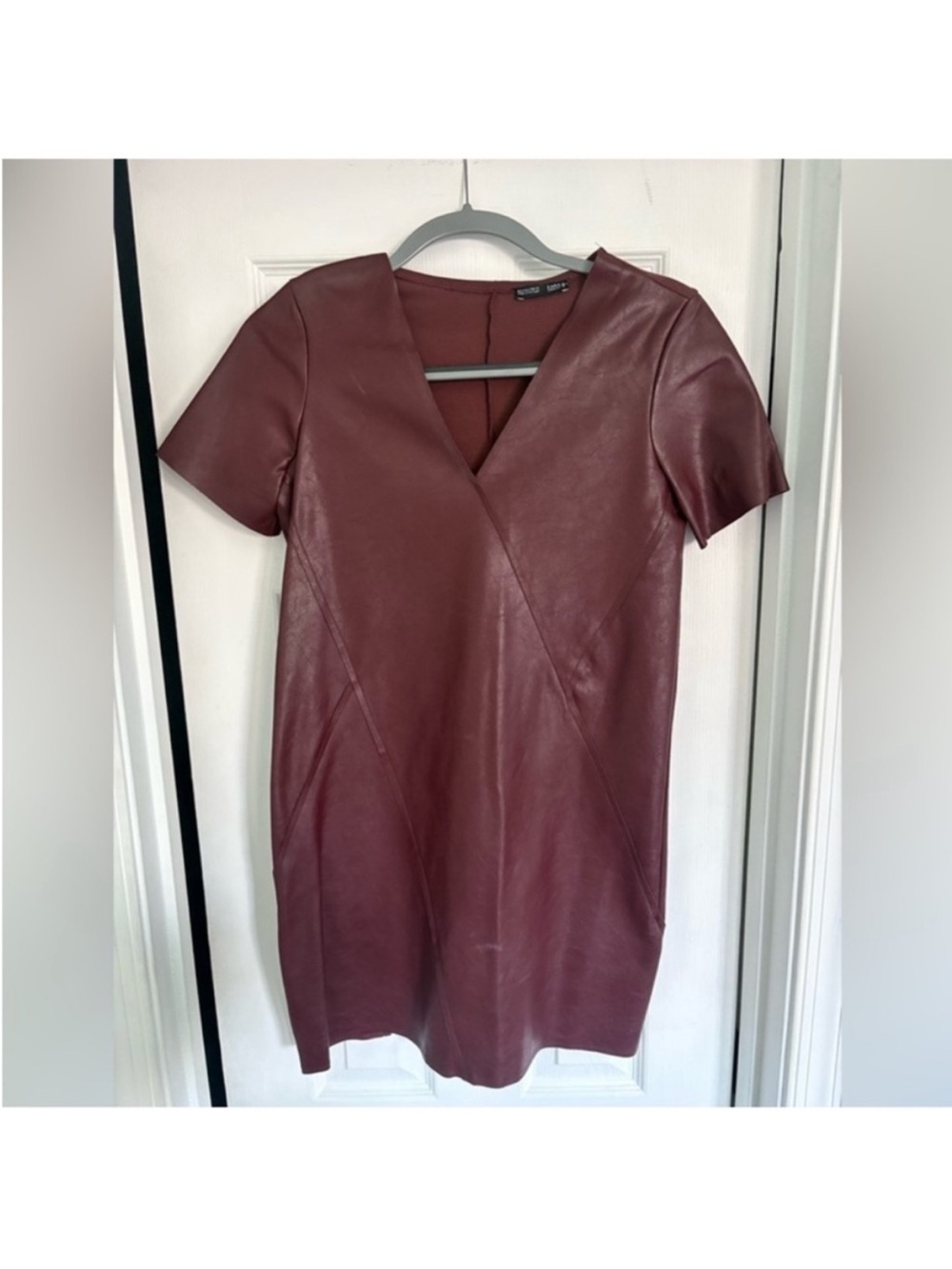 Zara Faux Leather Mini Dress - Burgundy